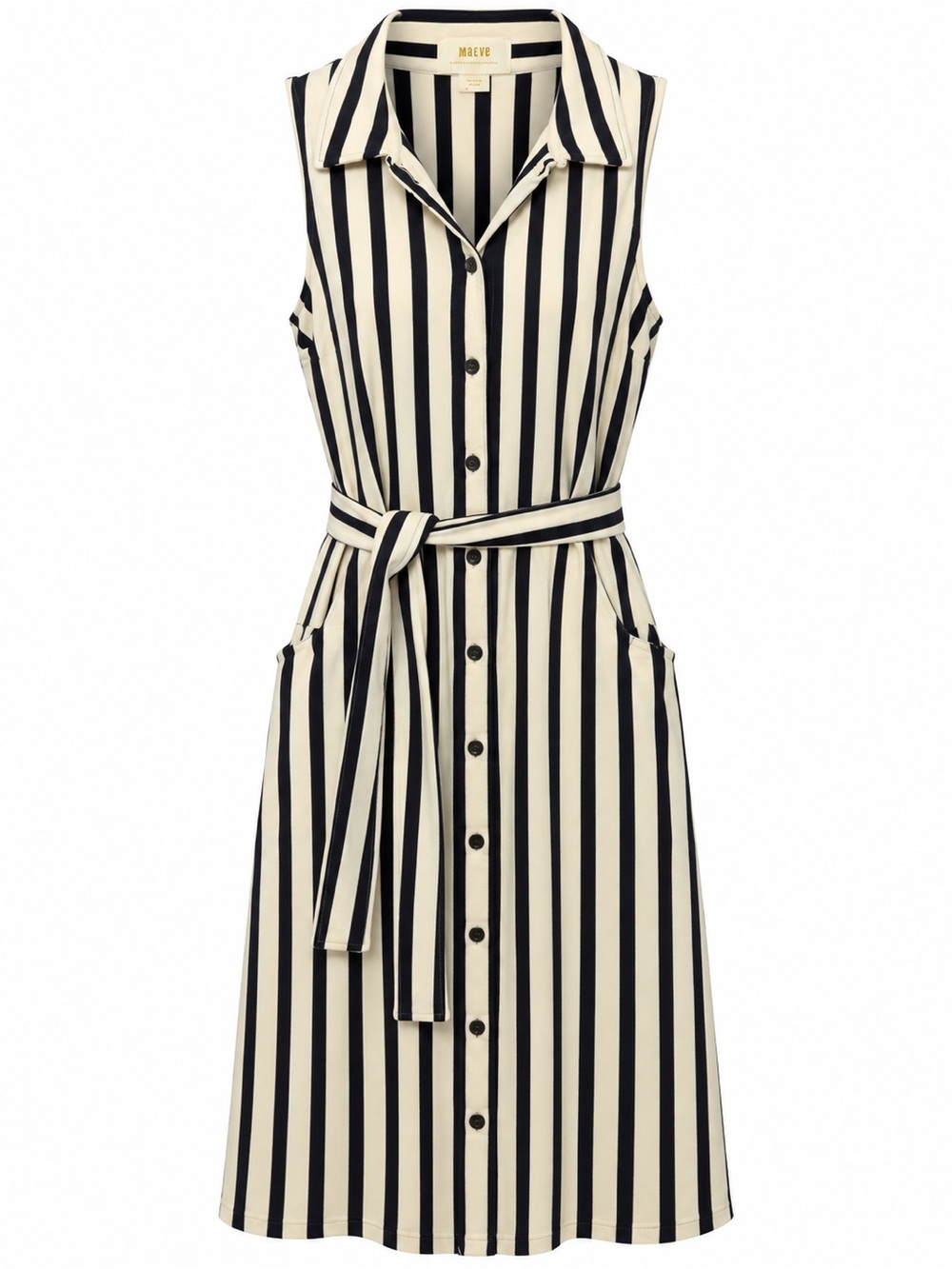 Anthropologie Maeve Large Cotton Striped Collared Dress
